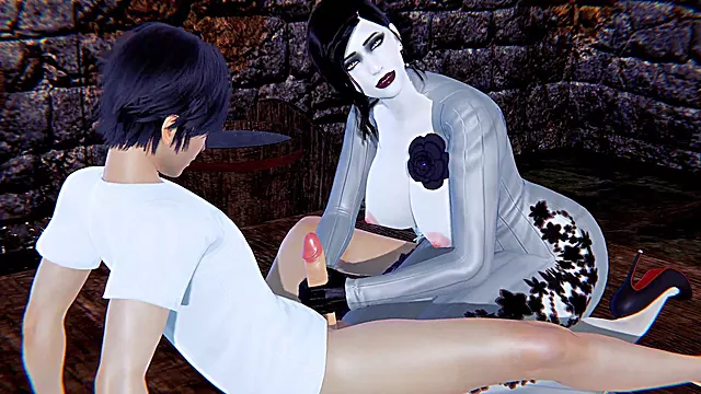 Teenage Dimitrescu girl gets deepthroat action in underground room (3D anime porn)