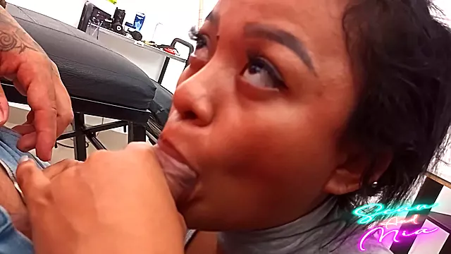 My Stepsister Visits Me At Work And Eats My Cock