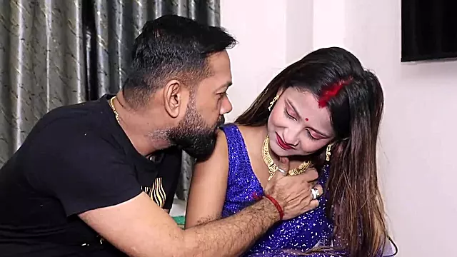 Hairy man making a move on an attractive Indian bitch