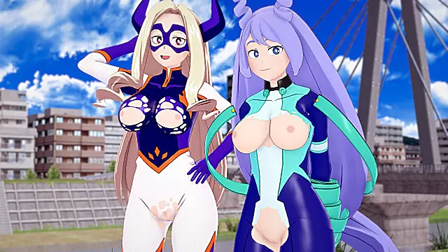 POV Threesome with Nejire & Mt Lady Creampied Hentai