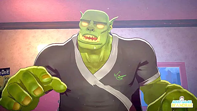 Emma enjoys it wild in the orc massage session