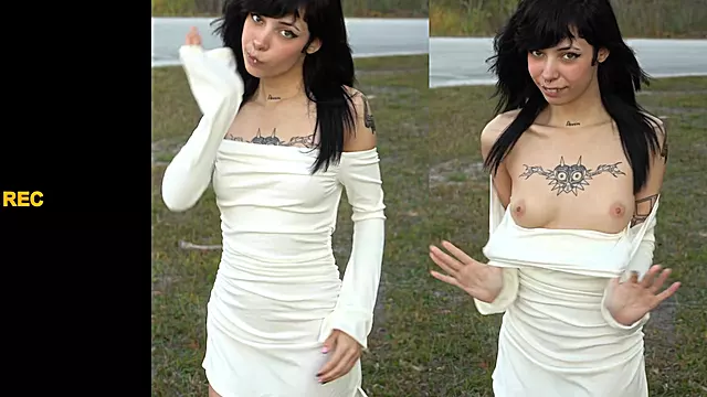 Cutie Sneeps flashes her tits