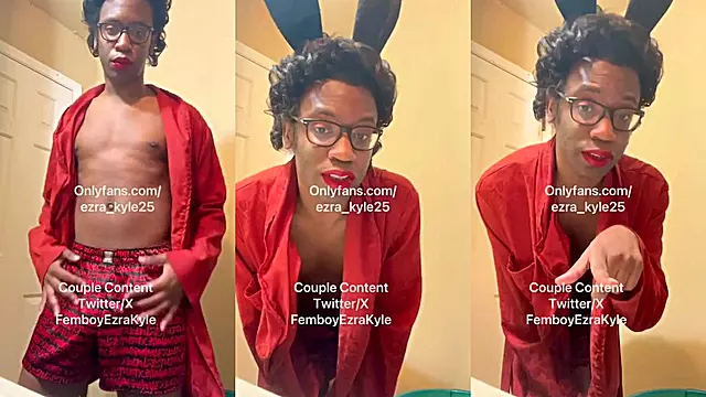 Black sissy femboy strips for you on Halloween stripped raw drooling