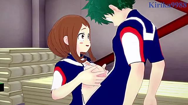Ochako Uraraka plays rigid with Izuku Midoriya's chisel in the warehouse. - My Hero Academia Anime Porn