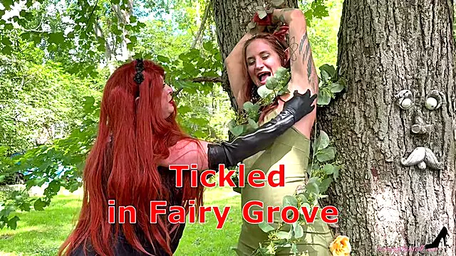 Tickled in Fairy Grove Part 1 - Harmony and Autumn Bodell Outdoor Tickling Bondage