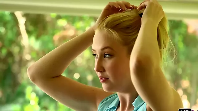 A bimbo with small tits and a sexy little ass is penetrated on bed