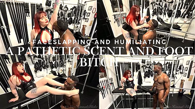 Faceslapping and humiliating a pathetic scent and foot bitch. (HD1080p)