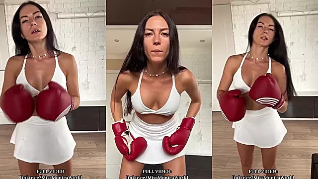 Boxing with a sexy MILF POV her gloves squeezing and dripping