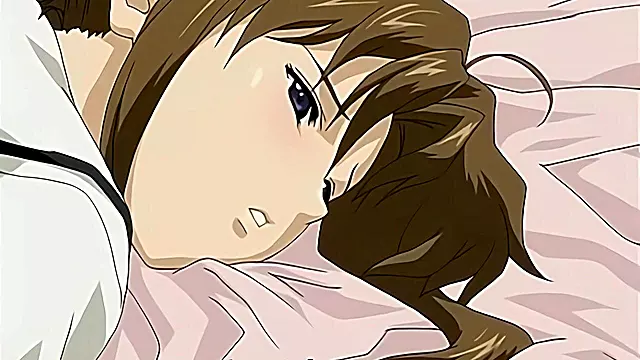 Lesbian schoolgirl gets ass fucked by busty anime teen with strapon