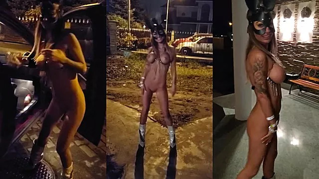 RUSSIAN SLUT WALKS NAKED IN THE NIGHT CITY