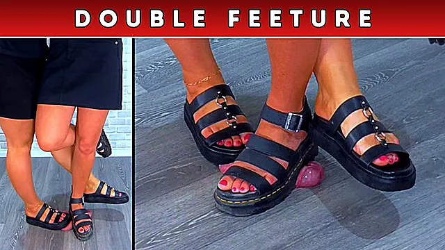 Goddess Amber & Miss Lucy - Flattening Your Face, Cock & Balls Under Our Platform Sandals - 216 Cock Split Cam & Face Split Cam Double Feeture