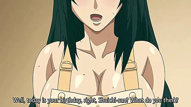 Ahegao MILF in Apron Flaunts Big Boobs
