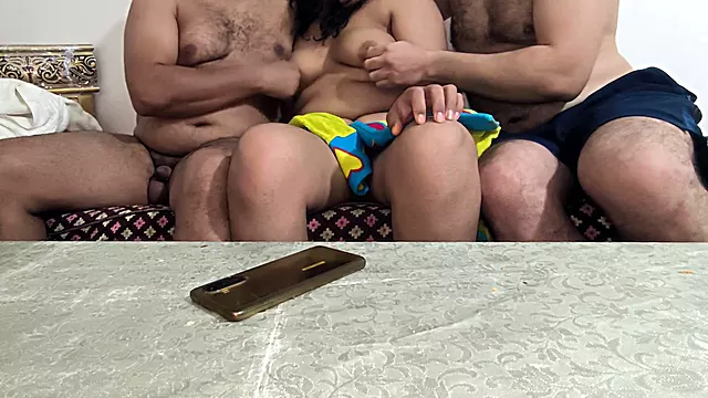 Hot Arab threesome with a couple sharing passionate sex Amateur Wife Sharing