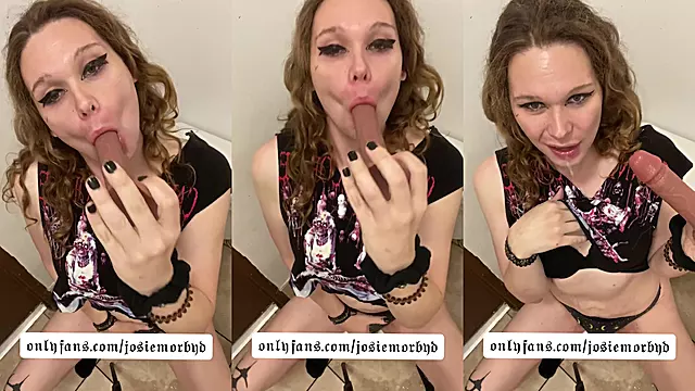 Alt trans GF deep throats in public restroom