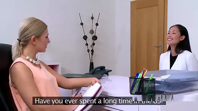 Petite Asian Lesbian Licks Female Agent