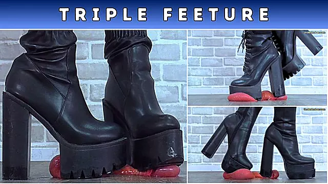 Triple Feeture: Crunching The Cum From Your Balls Under Three Pairs Of My MONSTER Boots - Bug Cam (T19)