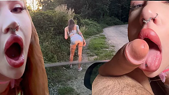 He Was Jerking Off In The Car While . She Came And Took It In Her Mouth With His Cum