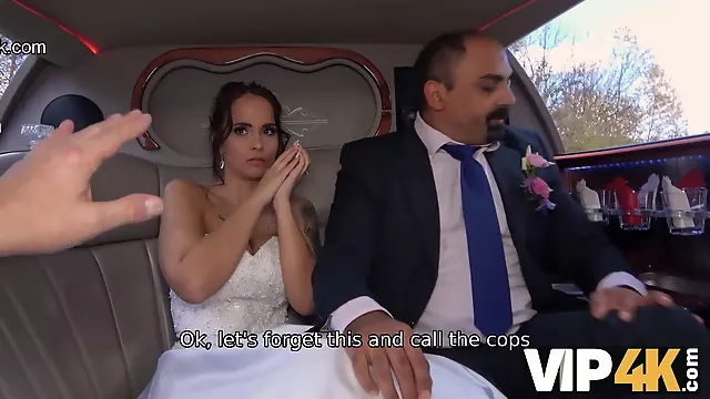 Bride permits husband to watch her having ass scored in limo