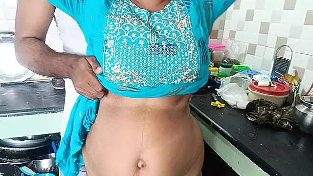 Step Sister Fucks in Kitchen - Hot Indian Maid Romance with Mysoremanju