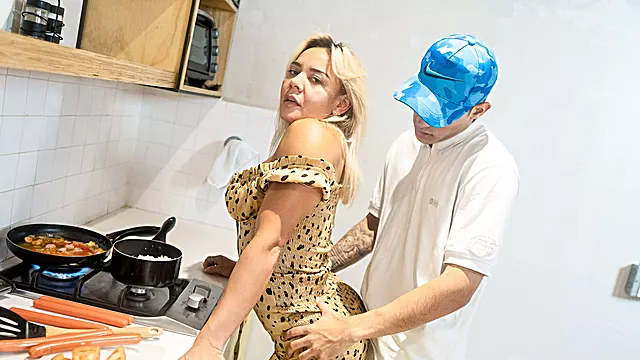 Latina with blonde hair is having sex with a hung fella