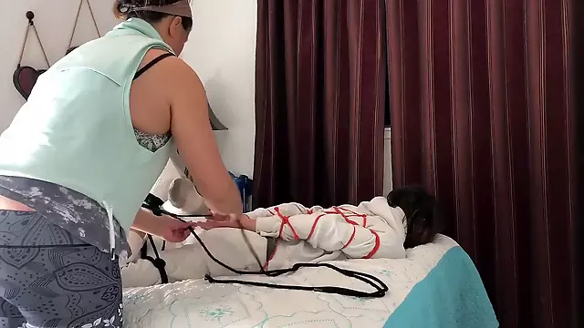 Chinese rop tie, hogtied femdom, tied recent