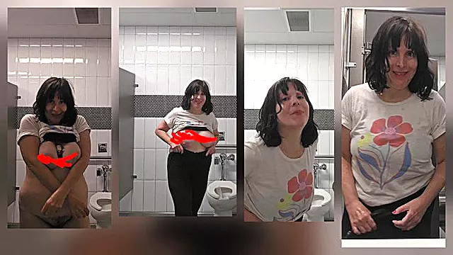 Late Night Party In The Public Restroom w tits and Spits Pee Too