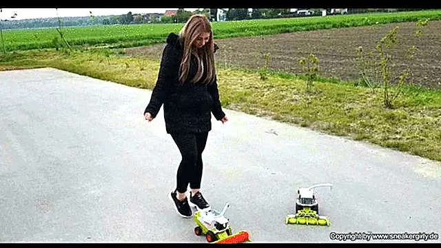 toy car crush in black fila sneakers