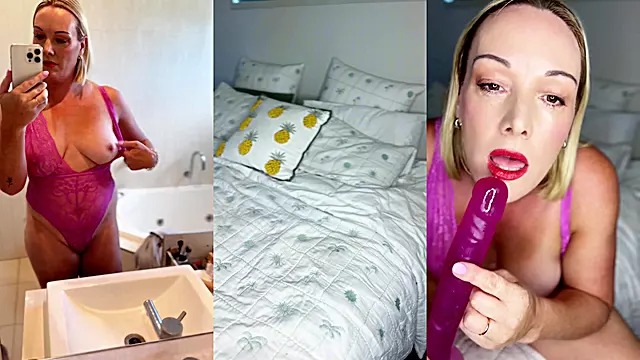 Squirting MILF plays with pussy,dildo then squirts all over the bed