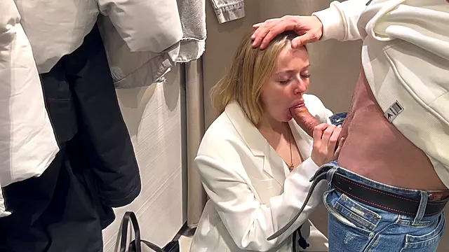 Blonde Sucks Cock In The For Gifts
