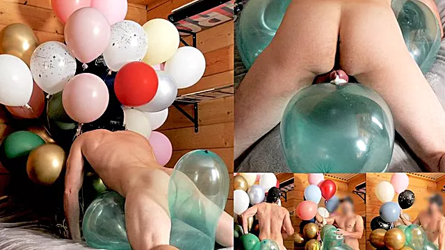 Rick John balloon sex with Roomtex 24 soft and helium balloons popping