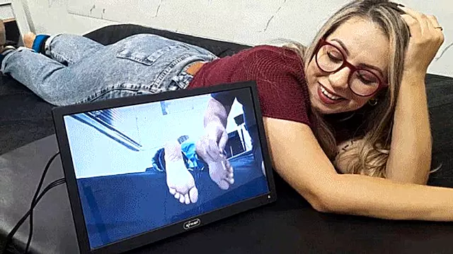 Cristal in ticklish soles on tv