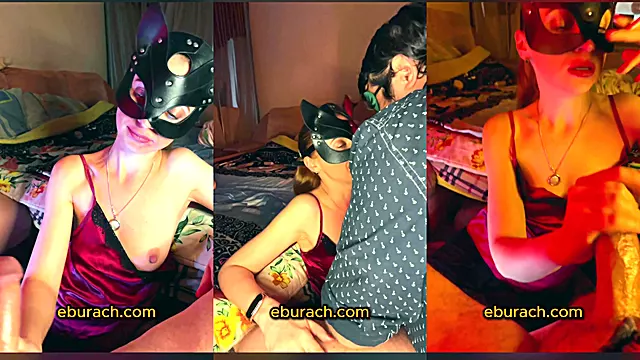 Smoking Hot Wife Takes Big Cock Deepthroat With Cat Mask On