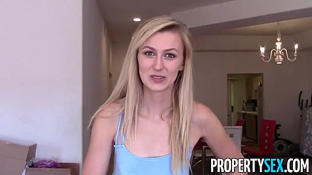 PropertySex Absolutely Stunning Blonde Agent Fucks Renter in Apartment