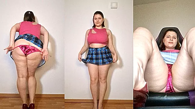 Underskirt Tease, Satin Panties, Butt Cheeks, Crossed Legs