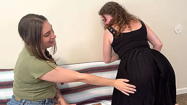 Two Hot Lesbians Play Strip Game with Giant Boobs and Sex Toys