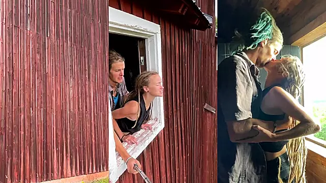 Couple exploring an old mine shaft and each other - RosenlundX - Vertical 60fps