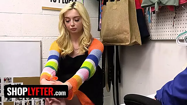 Small blond teenie thief fucked doggy-style by mall guard - shoplyfter