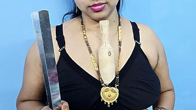 Husband Was Not at Home, Stepsister-in-law Inserted Rolling Pin in Pussy, Hindi Voice