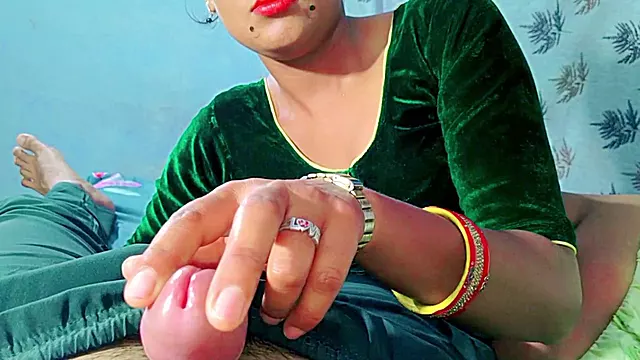 Sensual blowjob by Indian newlywed wife, satisfying her cravings with a slightly rough throating session
