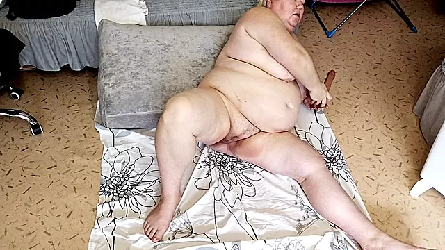 Wife Masturbates Pussy with Big Black Dildo