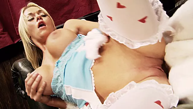 Big-breasted slut in white stockings gets fucked good and proper