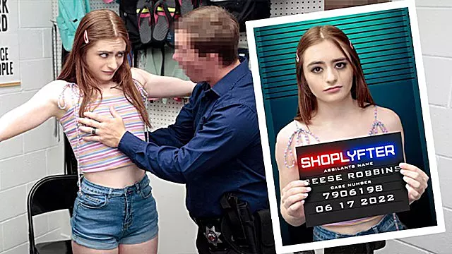 Cute Redhead Teen Caught Stealing Underwear Will Need To Do Whatever Lp Officer Demands - Alice March And Reese Robbins