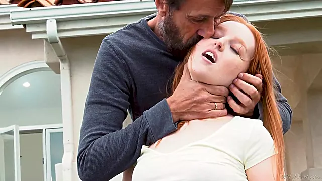 Adorable redhead teen shagged by her dad's friend
