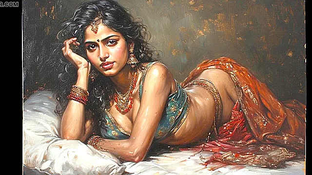 Cartoon bhabhi teases in a saree in the bedroom