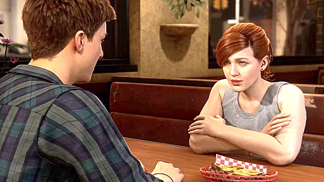 Spiderman cosplay fantasy featuring Gwen Stacy in a public nude adventure