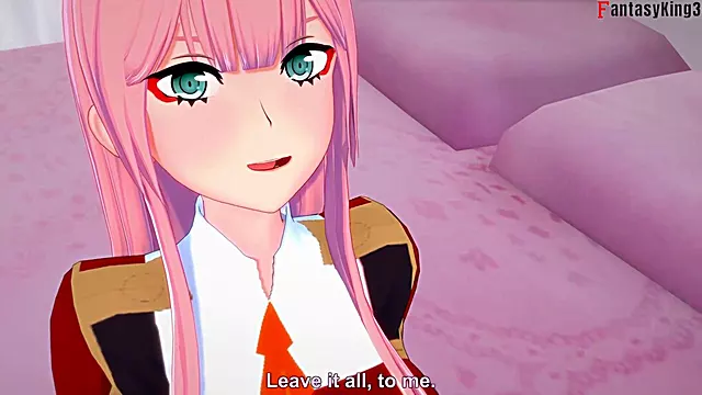 Zero Two gets busy in this full POV anime scene from Darling in the Franxx