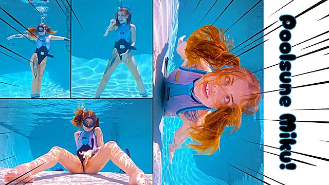 Poolsune Miku Finds Her Voice - Hatsune Miku Underwater Tease & Standing Masturbation - Jasper Reed