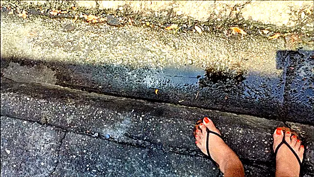 Driving self pumping the pedals with flip flops (1)