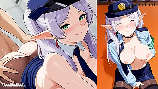 Sousou no Frieren - Frieren cost play hot police blow job by toonfunpool