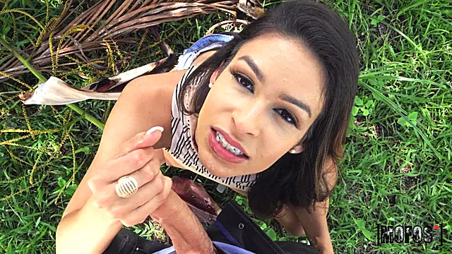 Katana's Brunette Passion Sparks Wild Standing Affair Outdoors